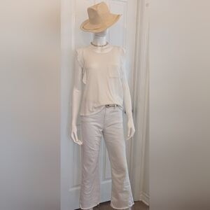 Jolie White Ruffle Sleeve Top Small